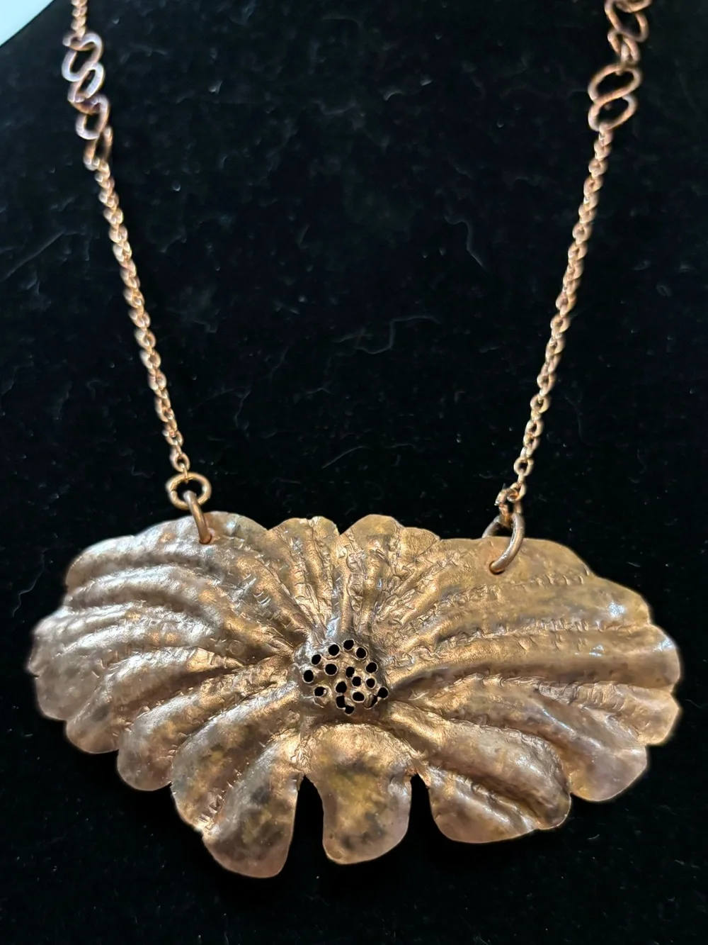Handcrafted Copper Silversmiths Floral Pendant Necklace